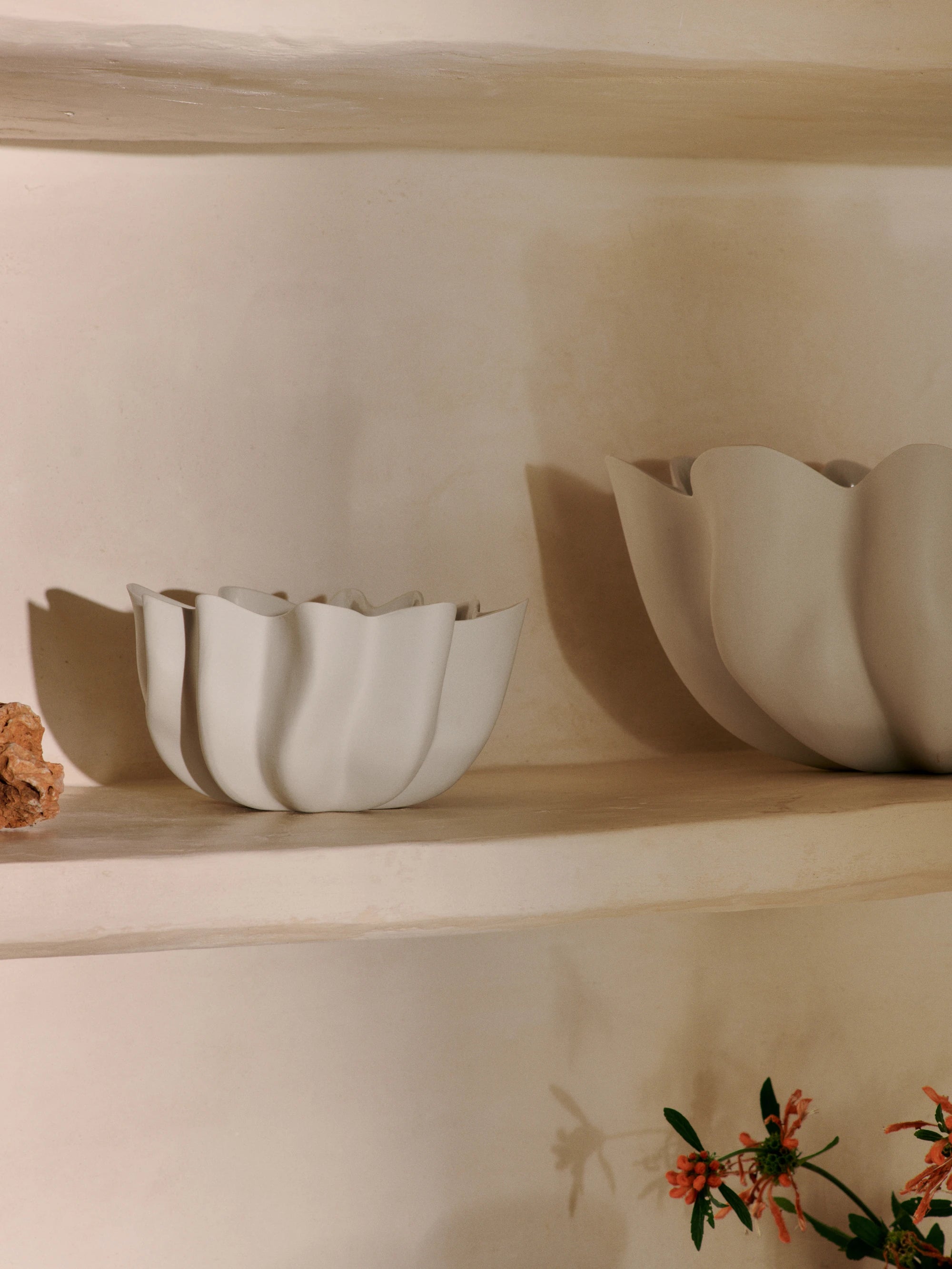 Ferm Living 22cm Nium Bowl in Off-white Unglazed Stoneware - Lifestory