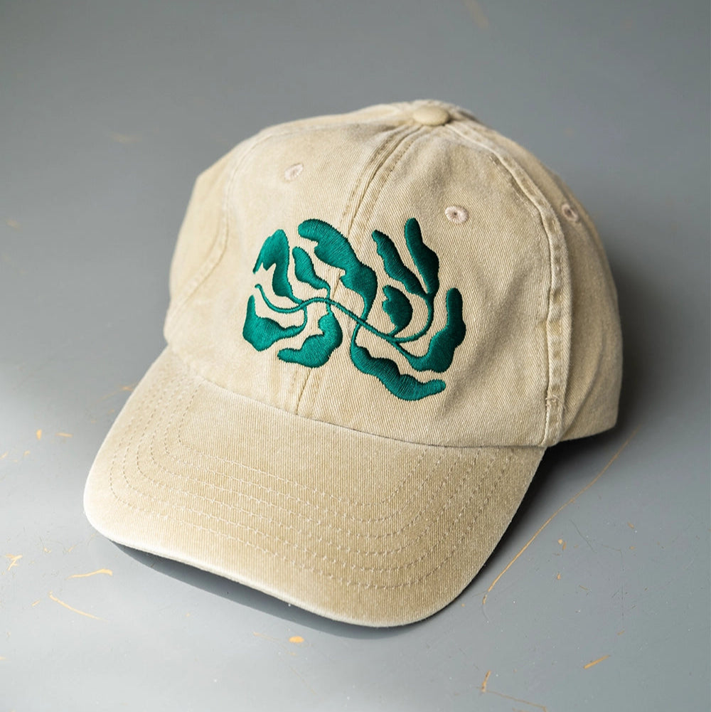 Fine Little Day Embroidered 'Leaves' 6 Panel Cap in Vintage Beige