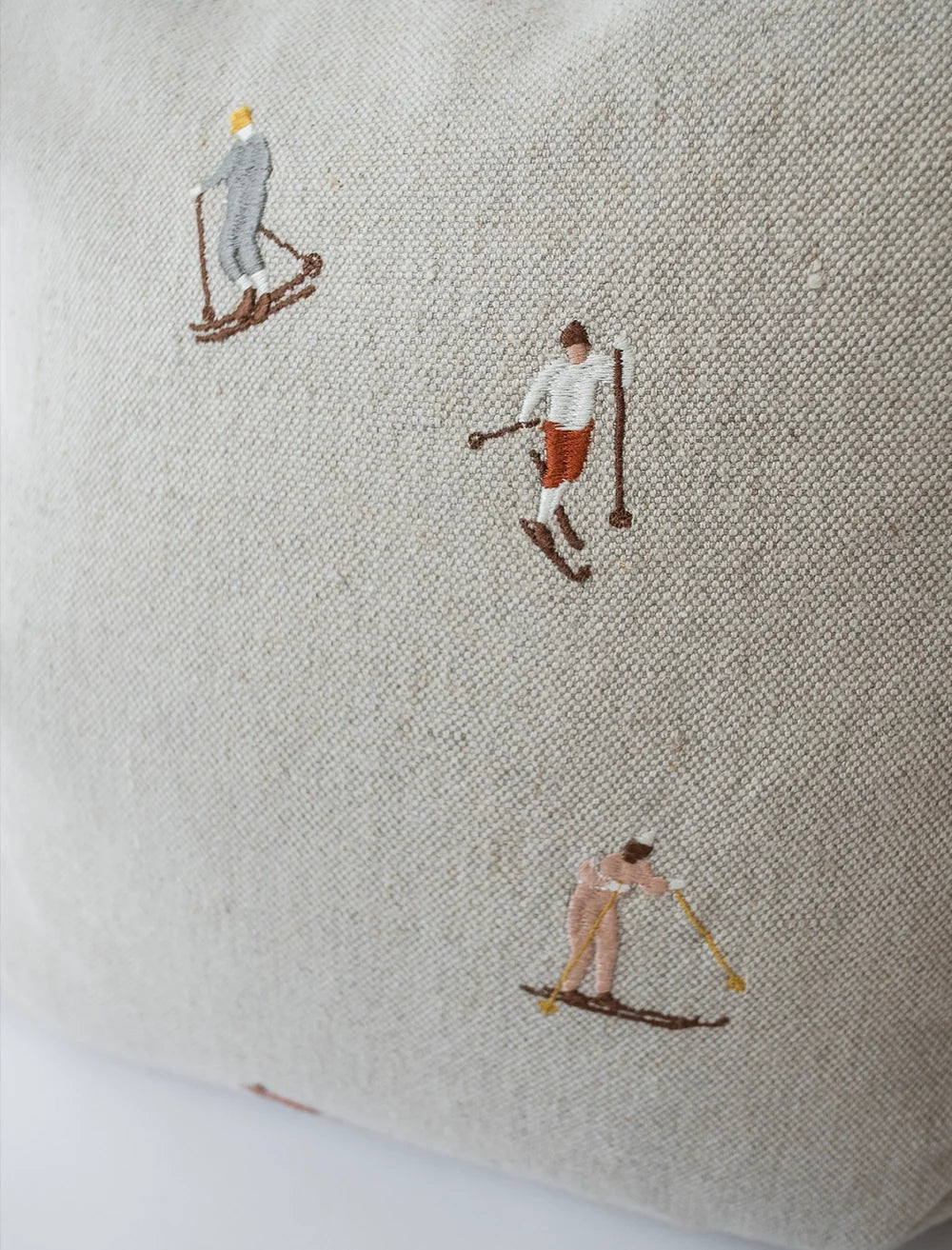 Fine Little Day 'Skiers' Embroidered Square Cushion Cover - Optional Inner - Lifestory