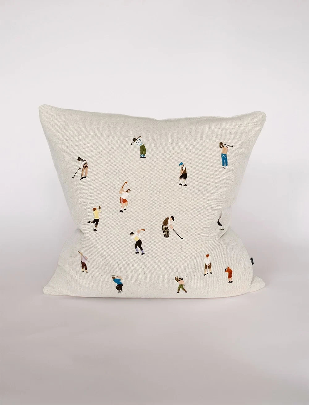 Fine Little Day 'Golfers' Embroidered Square Cushion Cover - Optional Inner - Lifestory