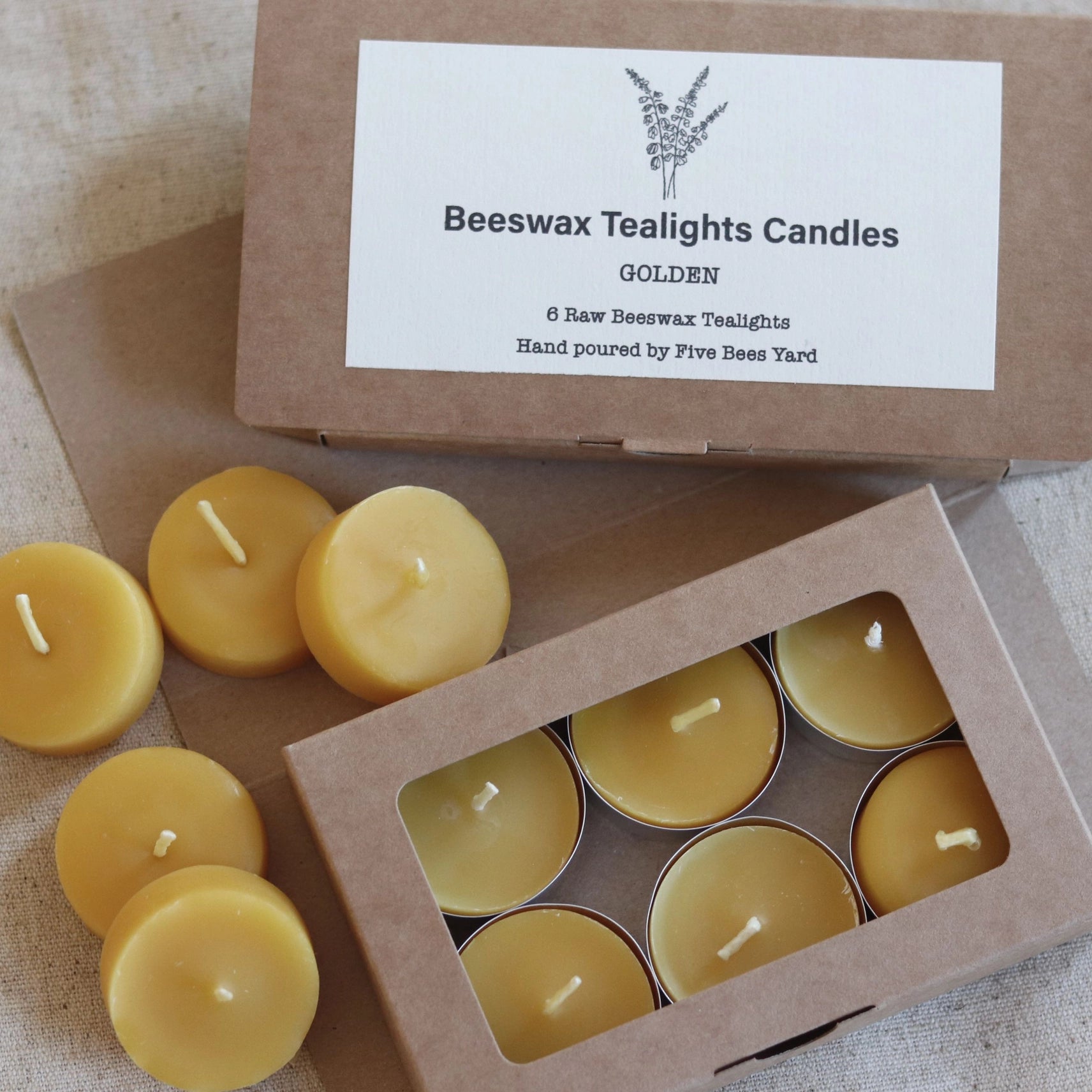 Beeswax Tealight Candle Gift Set of 6 by Five Bees Yard - Lifestory
