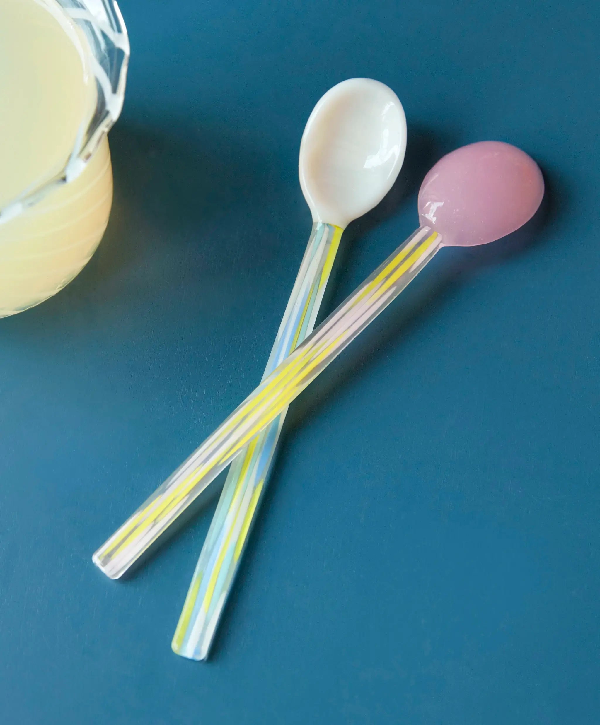 Glass Spoons - 'Flat' Set of 2 | White, Light Pink | by HAY - Lifestory