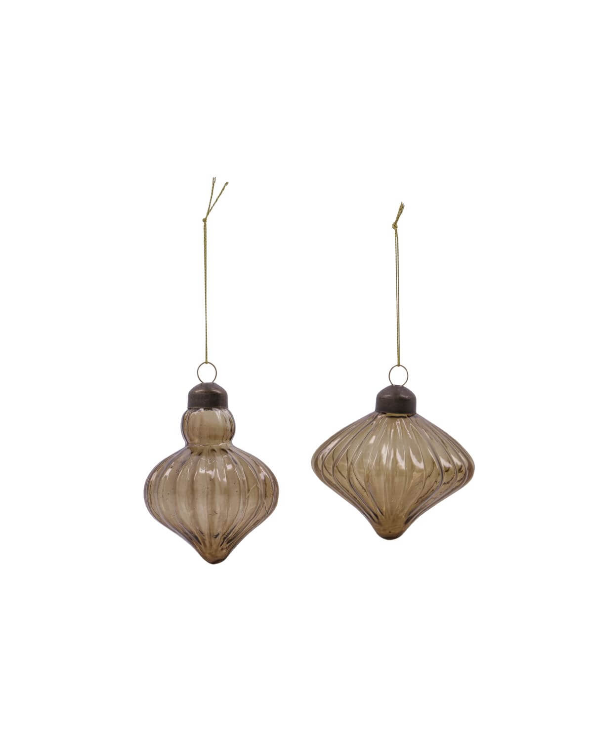 Fluted Ornament - Pair | Amber | Glass | by House Doctor - Lifestory