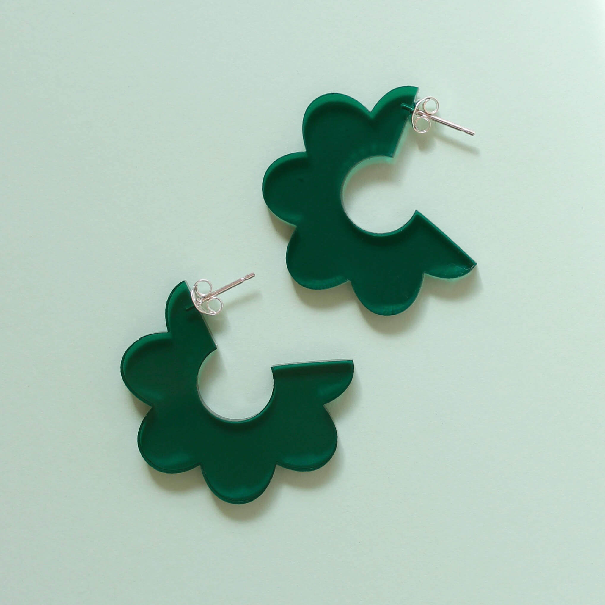 Scallop Hoop Earrings | Green | Perspex | by Jules & Clem - Lifestory