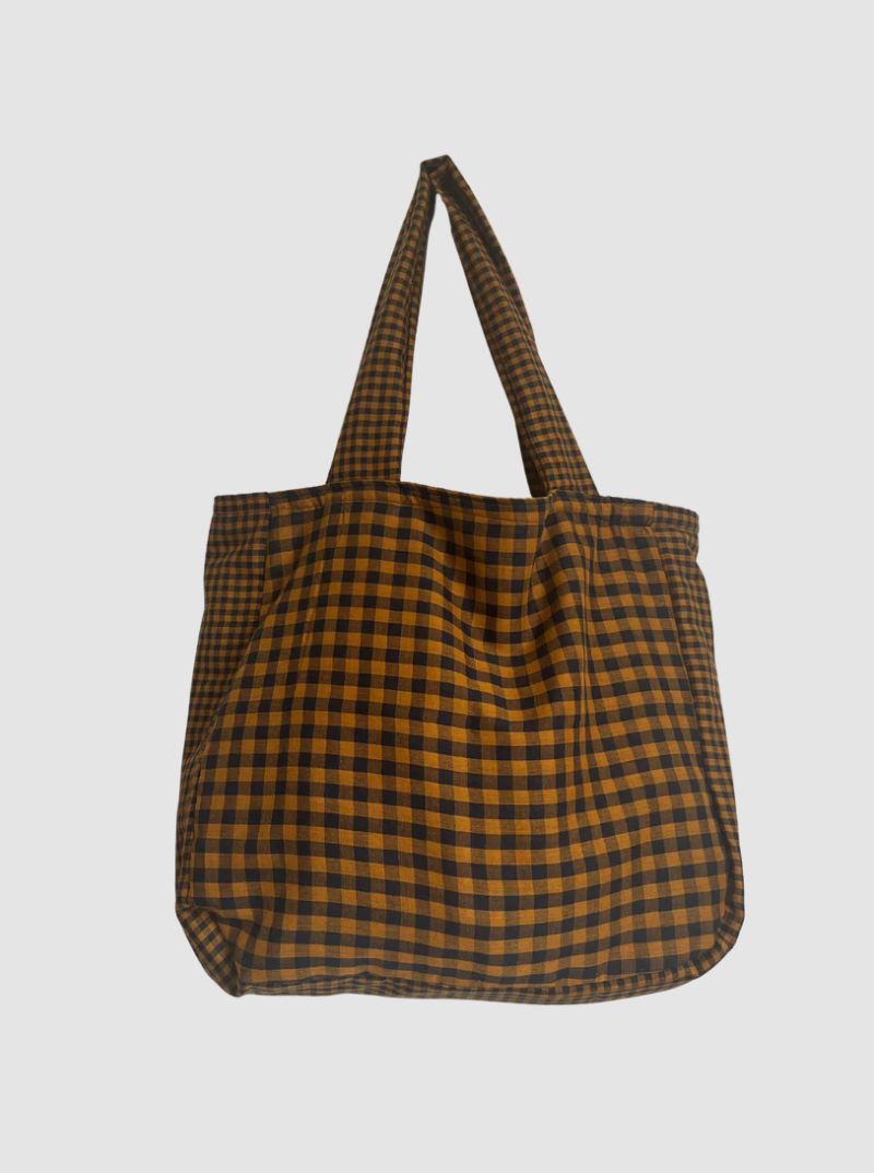 Gingham Shopper Bag | Ginger | Cotton | by Walker Home