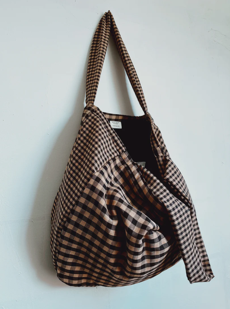 Gingham Shopper Bag | Rust | Cotton | by Walker Home - Lifestory