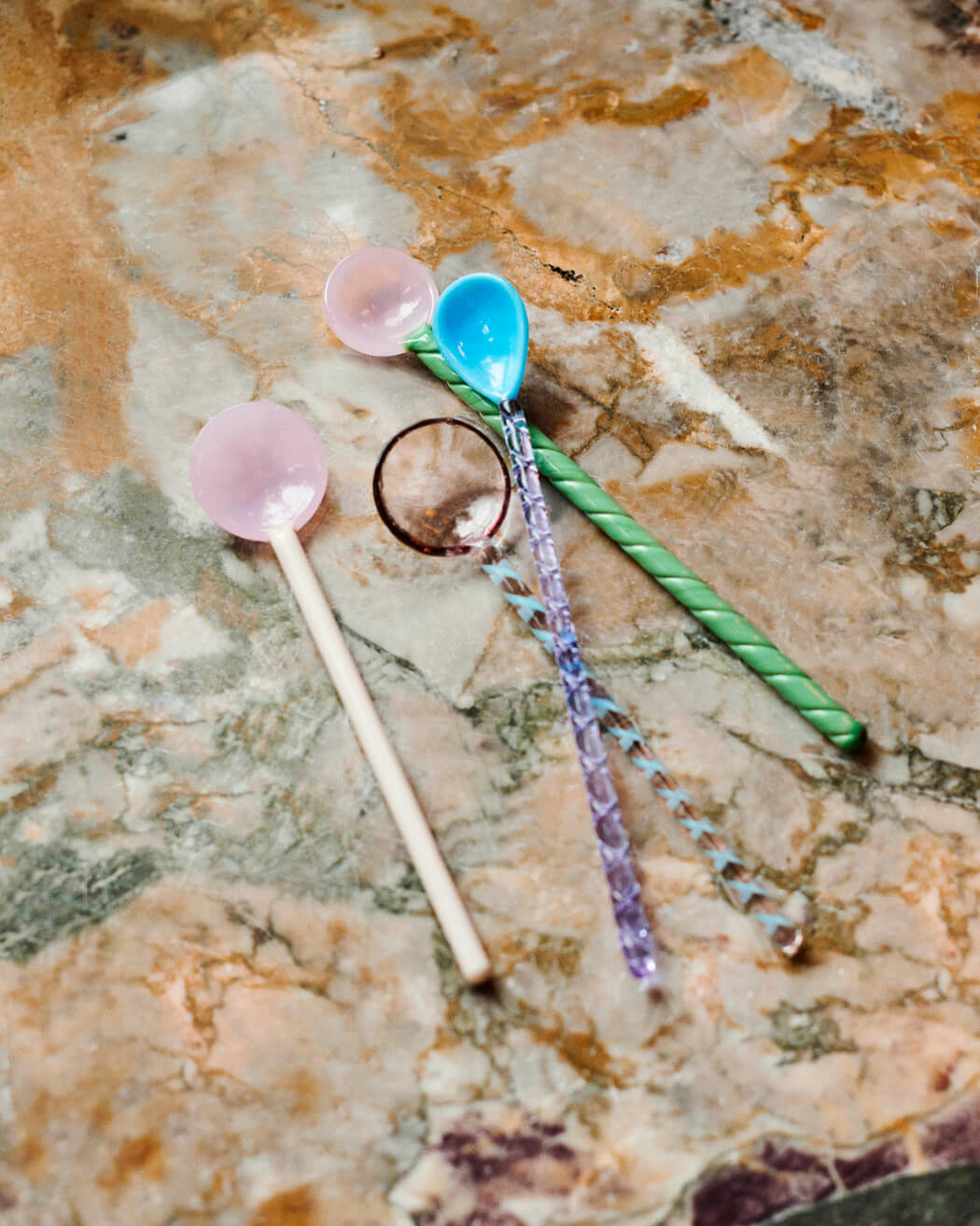 Glass Spoons - 'Round' Set of 2 | Aubergine, Light Pink | by HAY - Lifestory - HAY