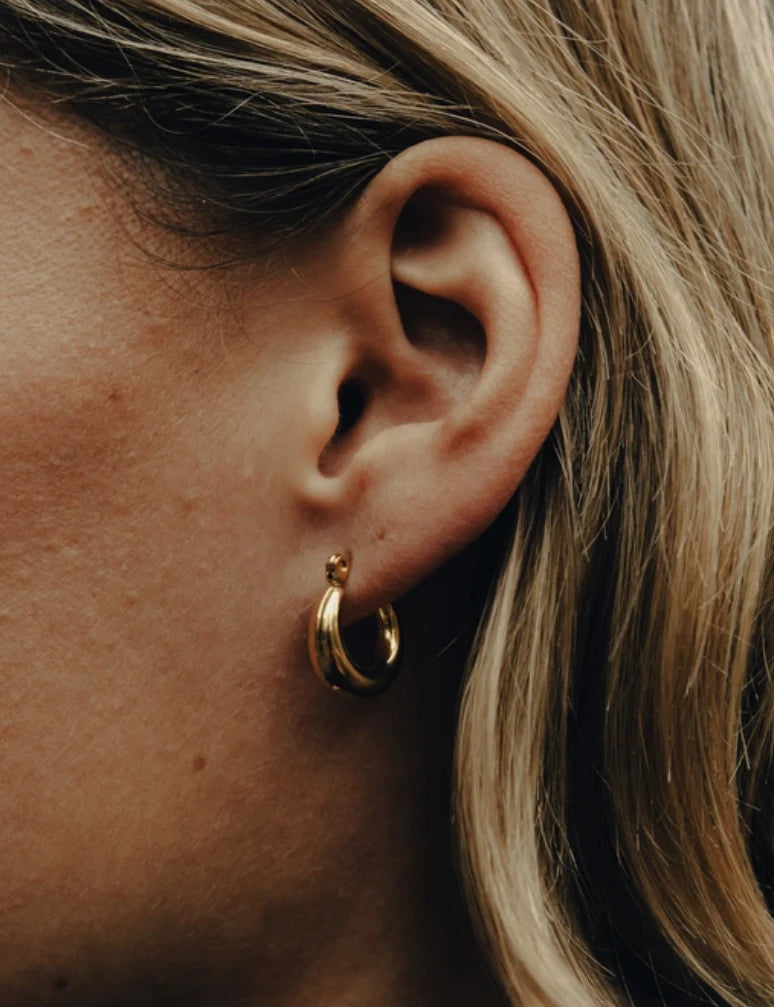 Gold Mini Crescent Hoop Earrings | Waterproof | Gift Boxed | by Nordic Muse - Lifestory