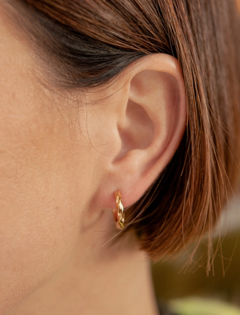 Gold Mini Twist Leverback Huggie Hoop Earrings | Waterproof | Gift Boxed | by Nordic Muse - Lifestory