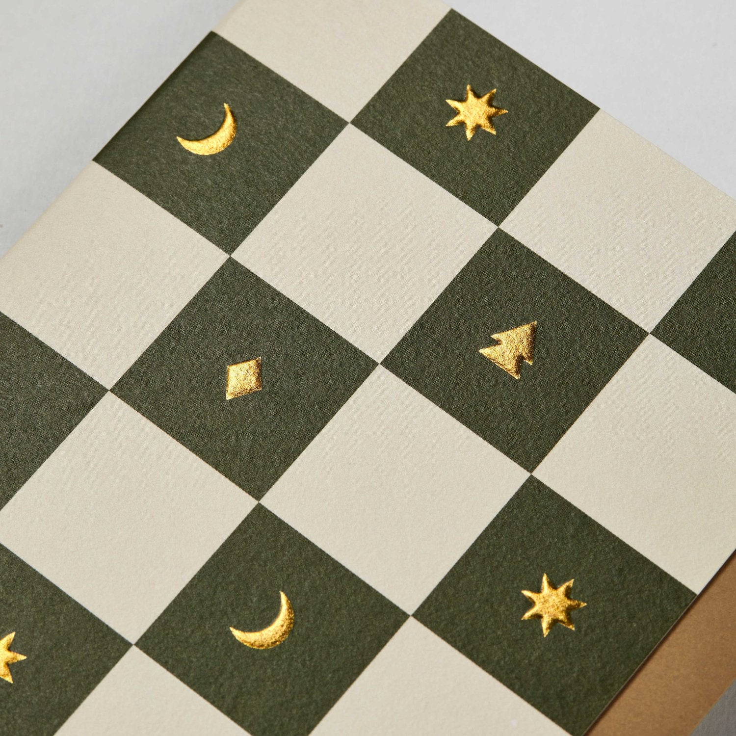Green Christmas Checkerboard Card | Blank | by Kinshipped - Lifestory