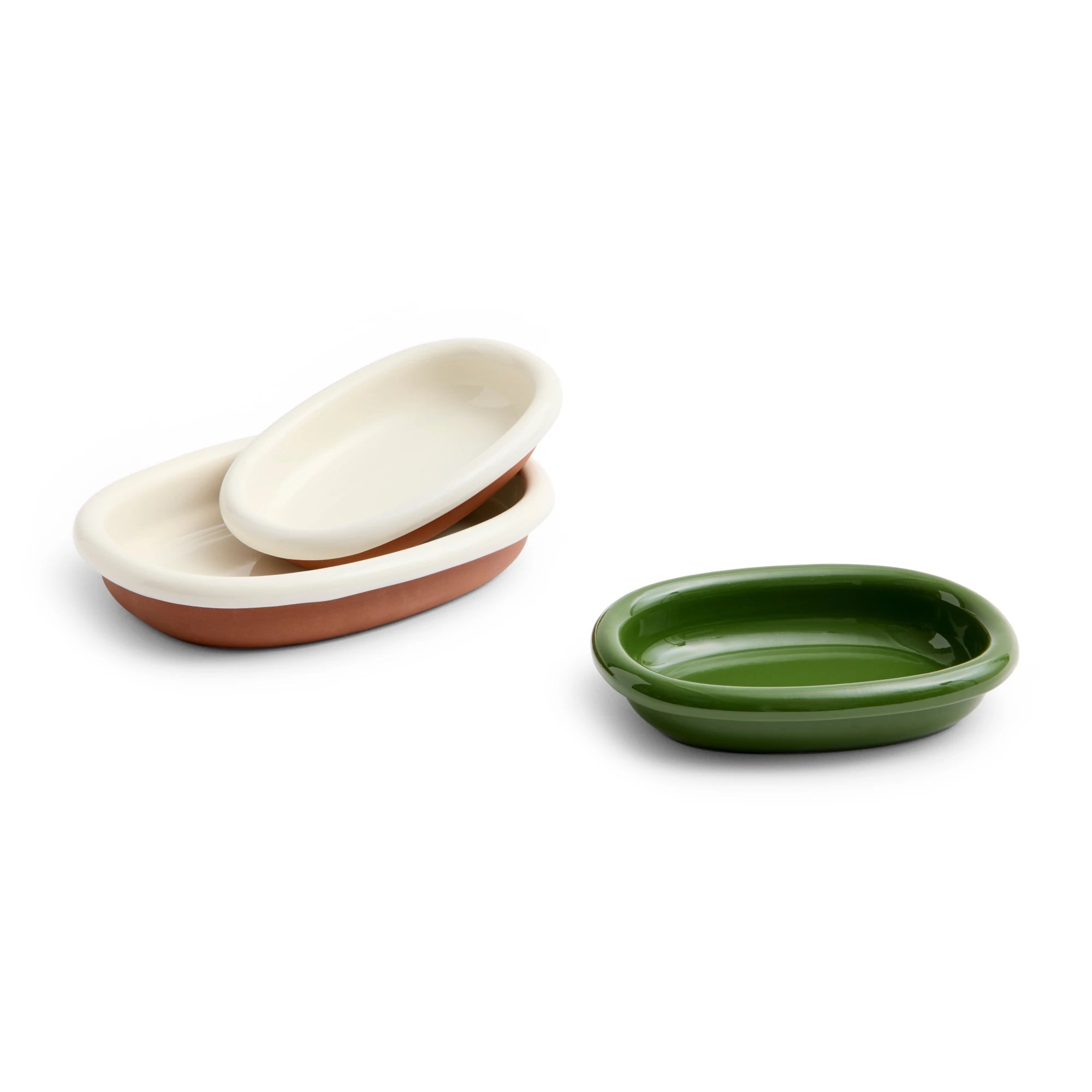 HAY Barro Oval Dish Large in Off-White Glazed Terracotta