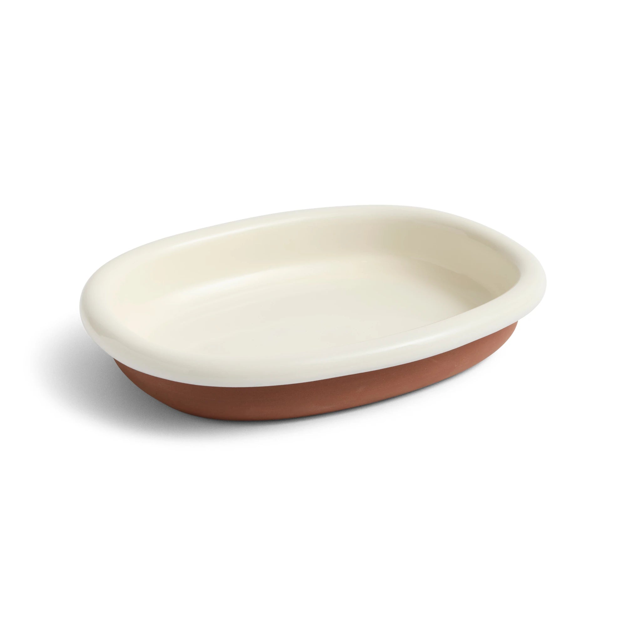 HAY Barro Oval Dish Large in Off-White Glazed Terracotta