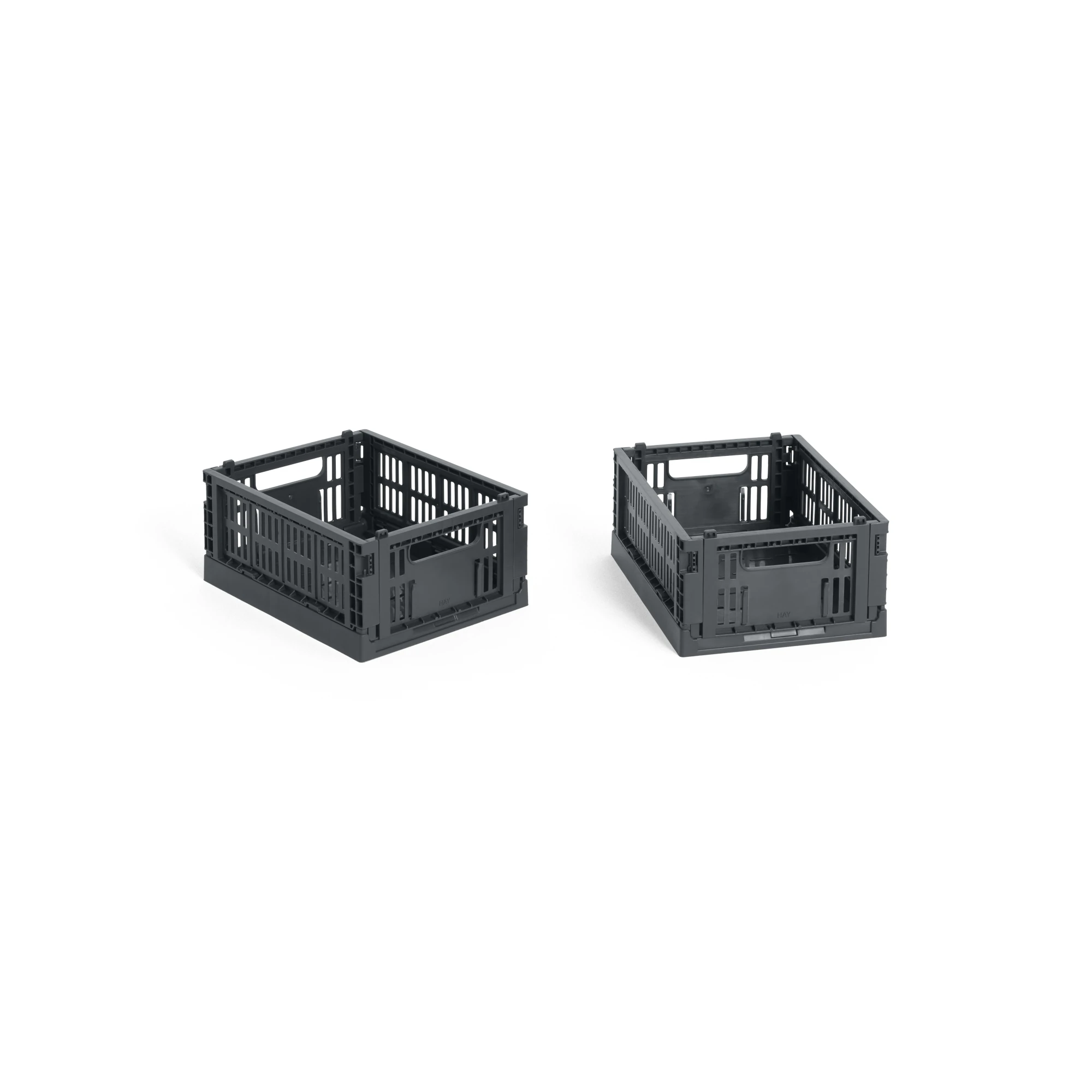 HAY Colour Crate Collapsible Mini set of 2 in charcoal | Lifestory