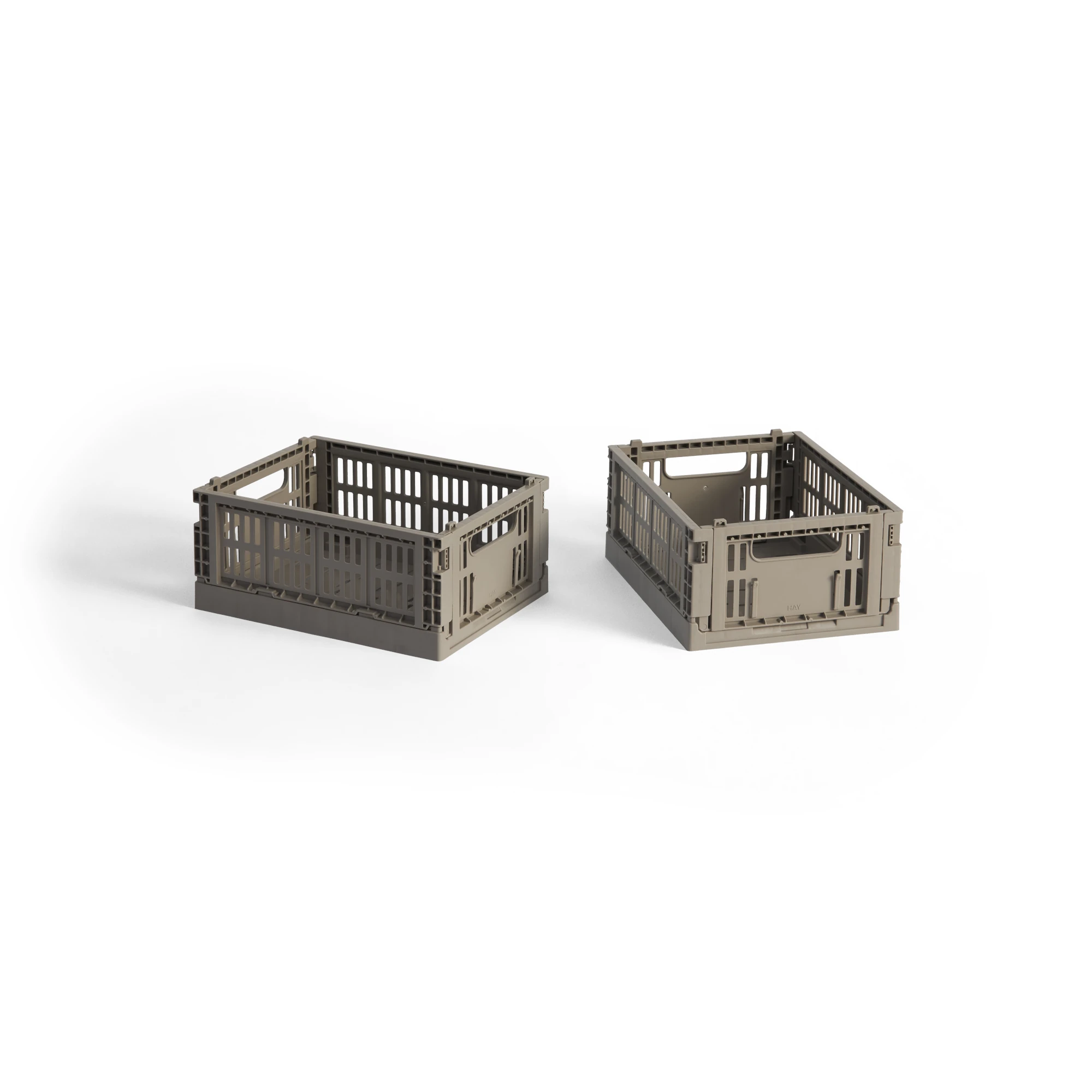 HAY Colour Crate Collapsible Mini set of 2 in warm grey | Lifestory