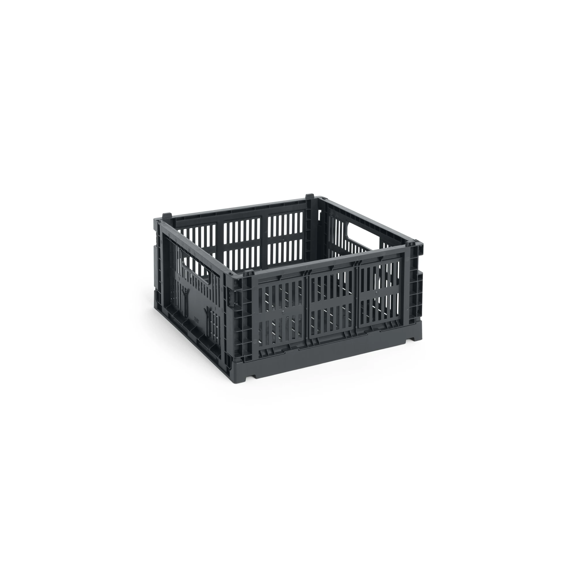 HAY Medium Square Colour Crate - Collapsible in Charcoal | Lifestory