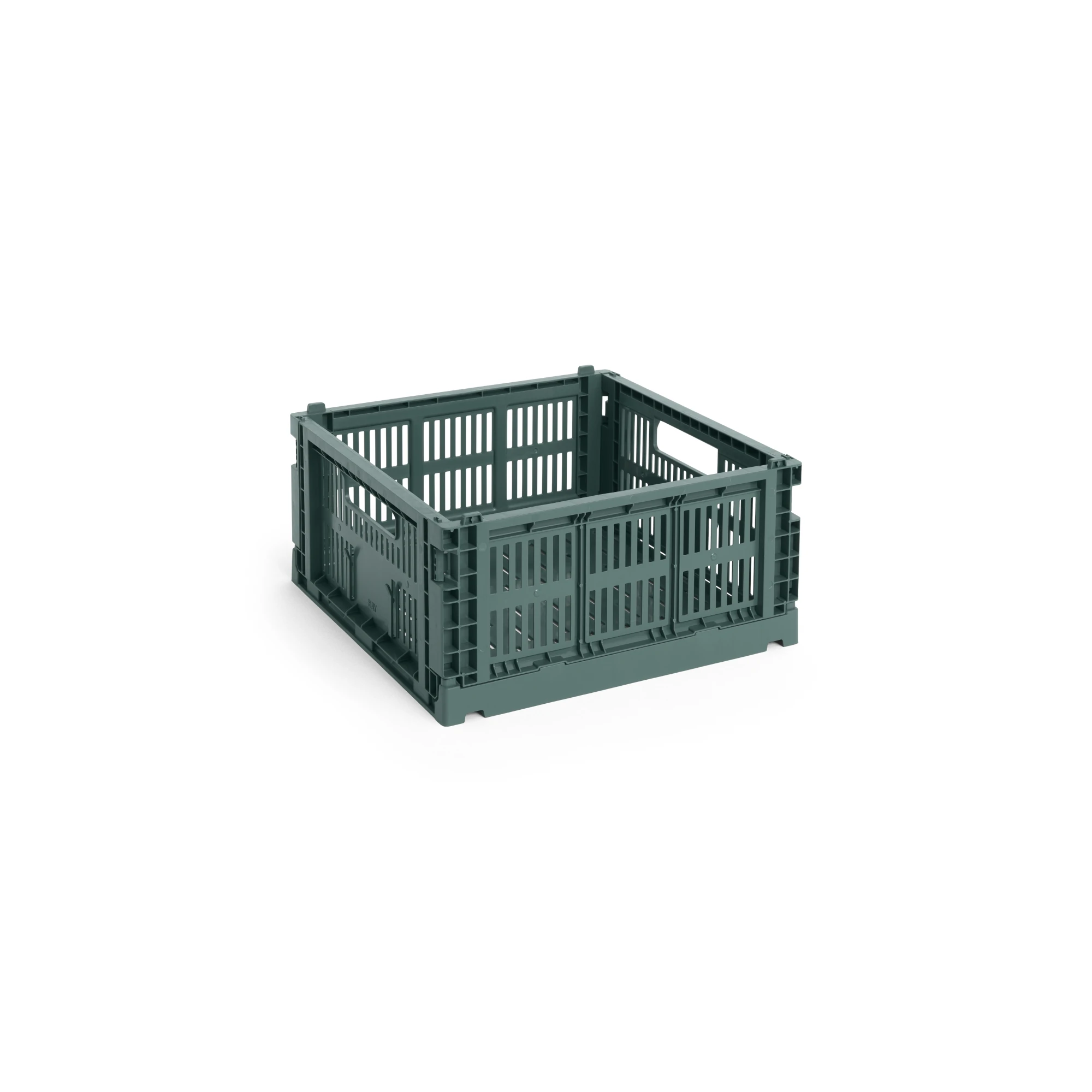 HAY Medium Square Colour Crate - Collapsible in Dark Green | Lifestory