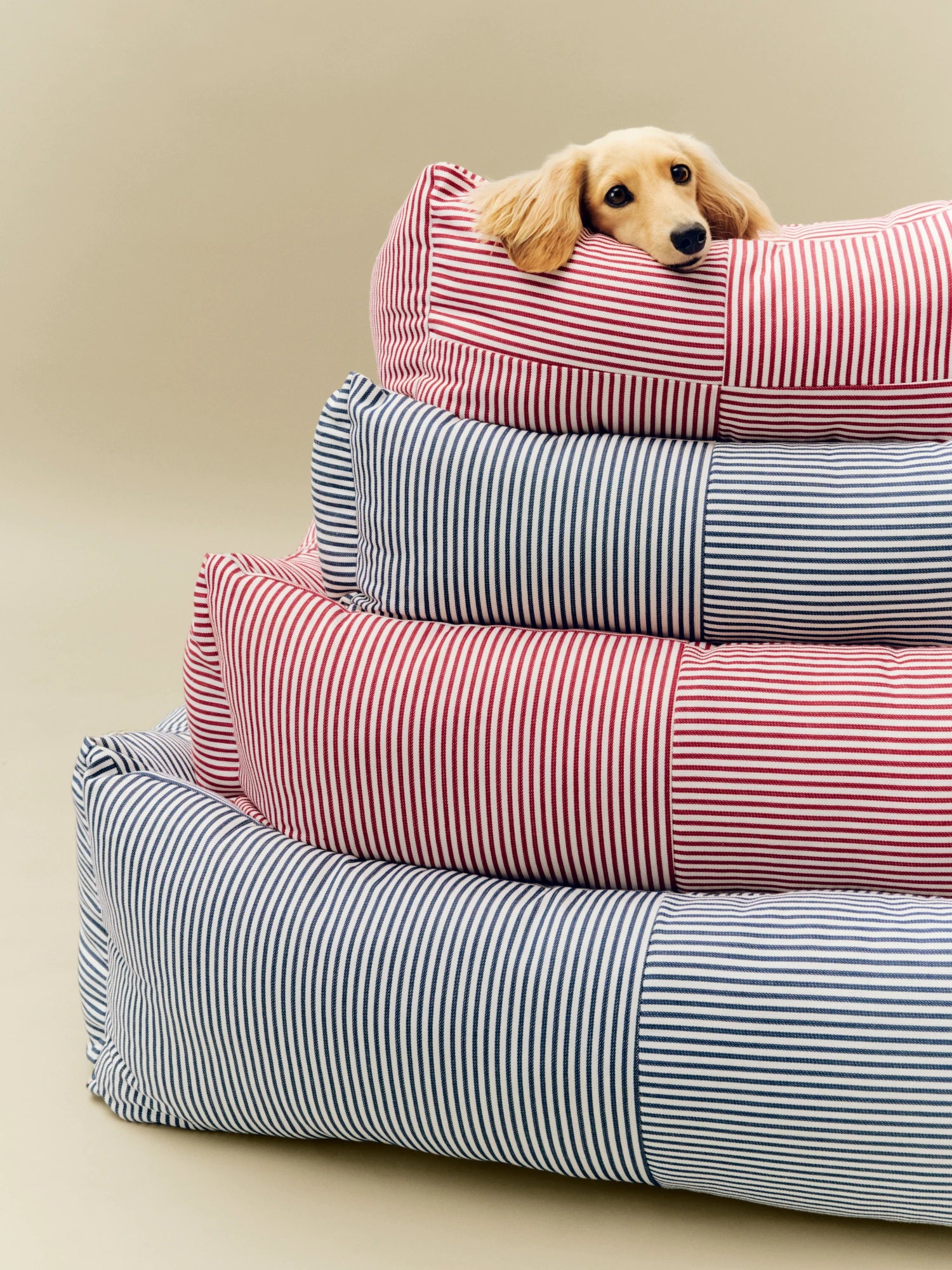 HAY Large Dogs Bed Zip in Blue & White Stripe - Lifestory