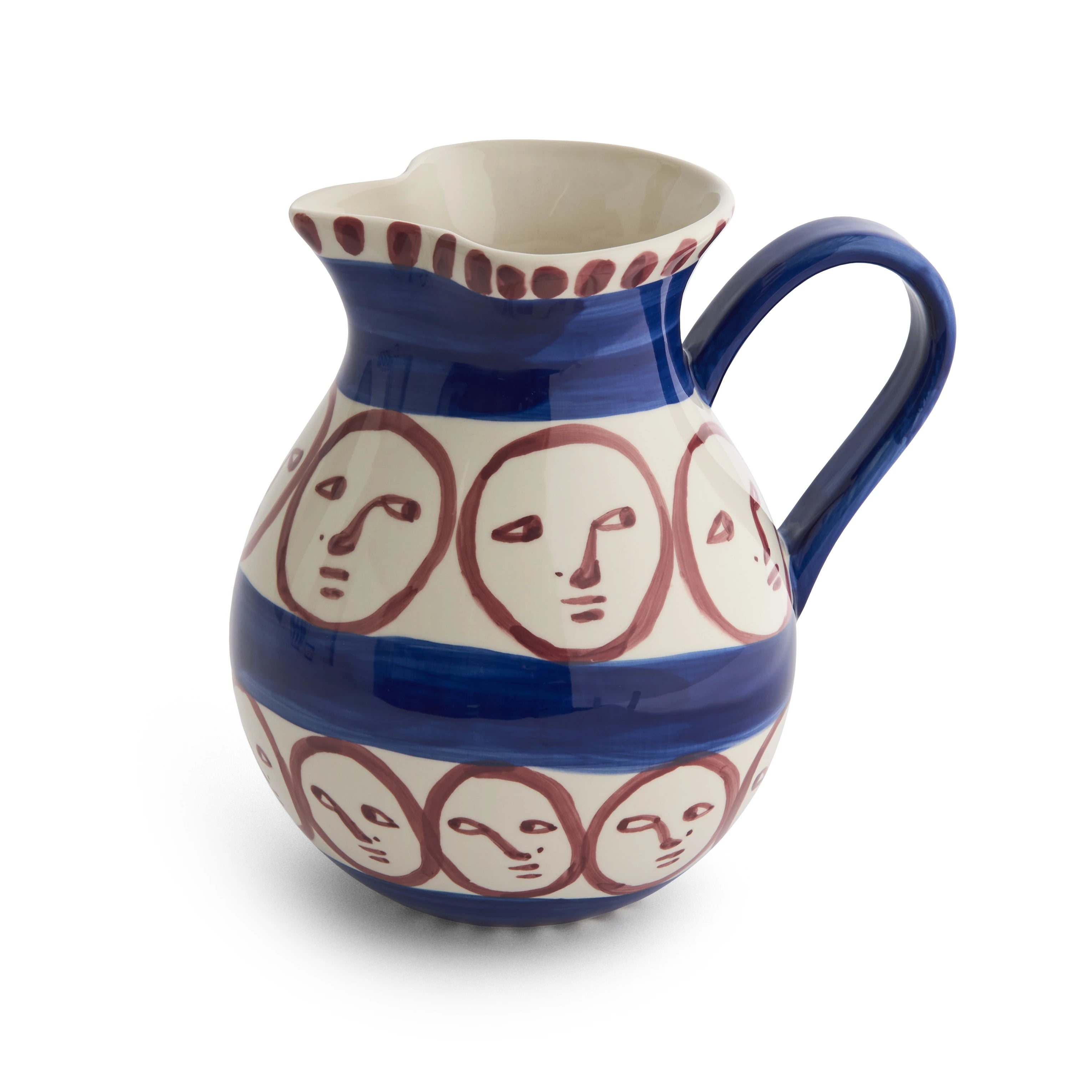 HAY x Emma Kohlmann - La Pittura 2L Jug in La Faccia face pattern against a white background