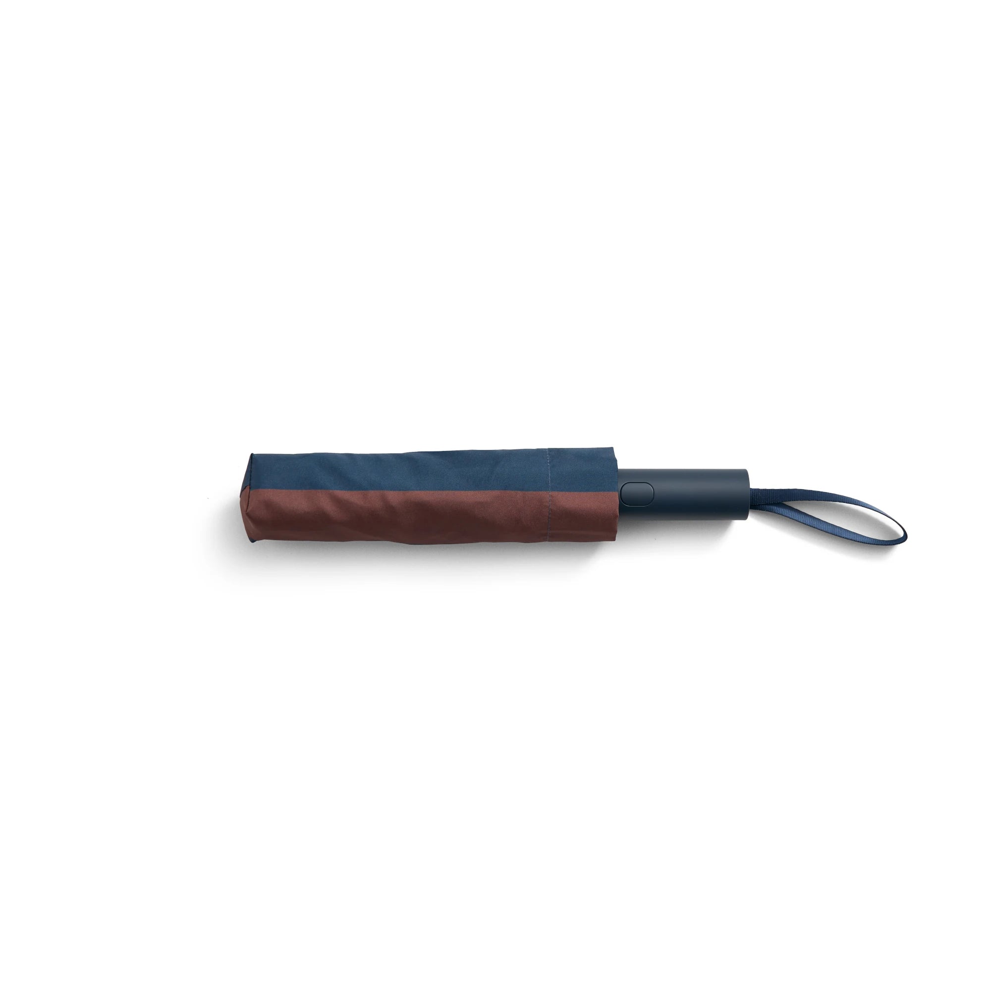 HAY regn umbrella in brown displayed closed  on a white background
