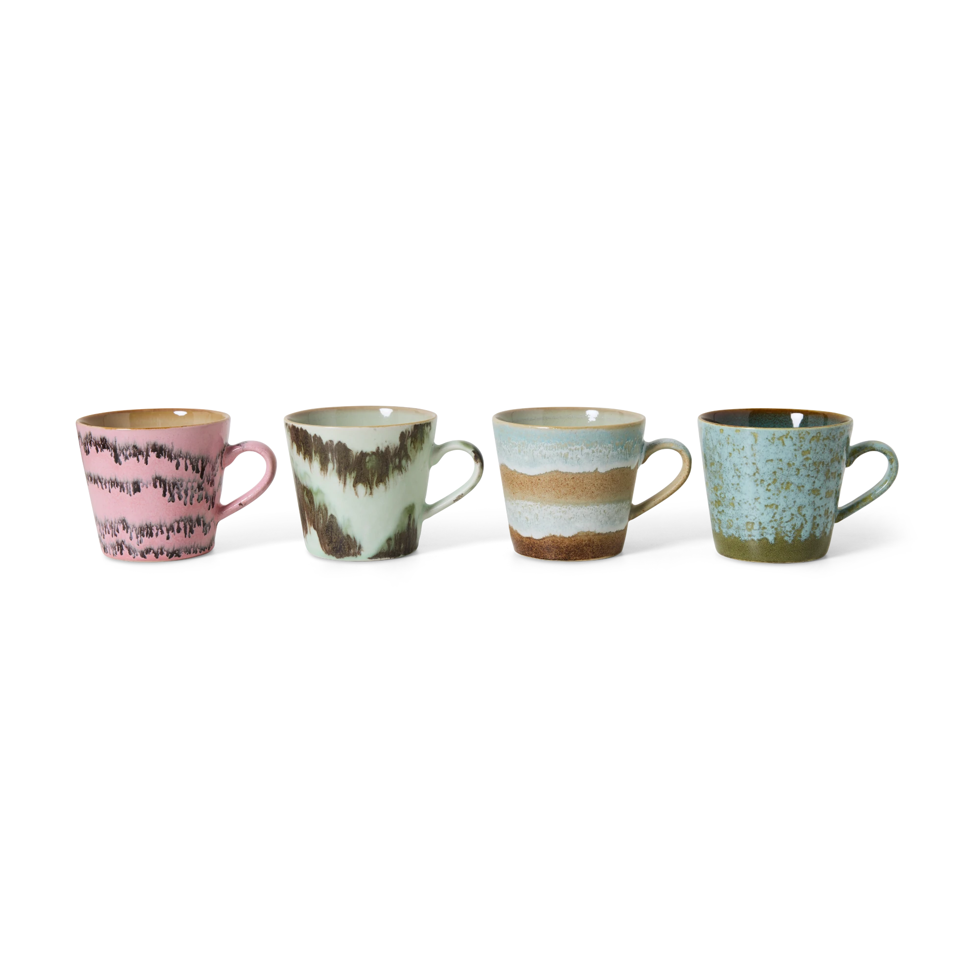 HKLIVING Set of 4 Cappuccino Mugs in Various Colourways