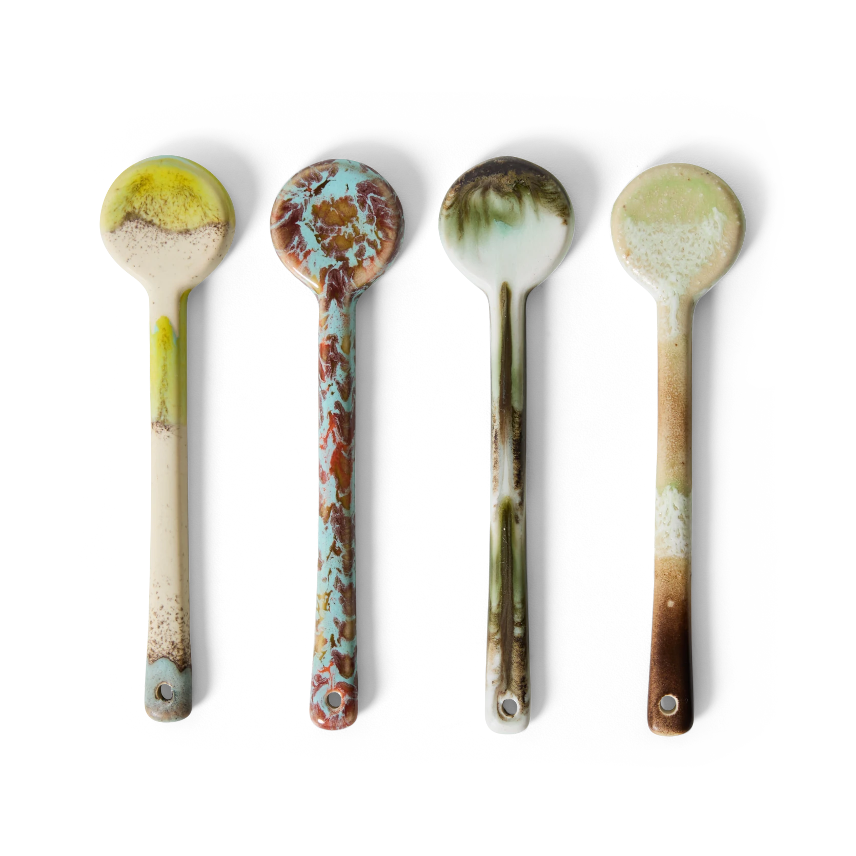 HKLIVING Set of 4 Ceramic Spoons in Various Colourways