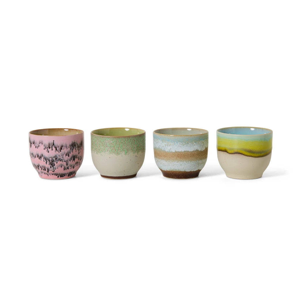 HKLIVING Set of 4 Café Cups in Various Colourways