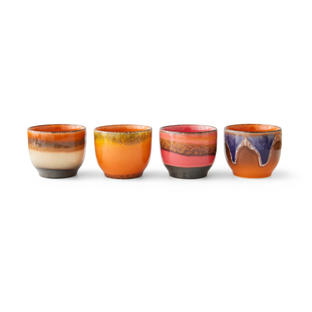 HKLIVING Set of 4 Café Cups in Various Colourways