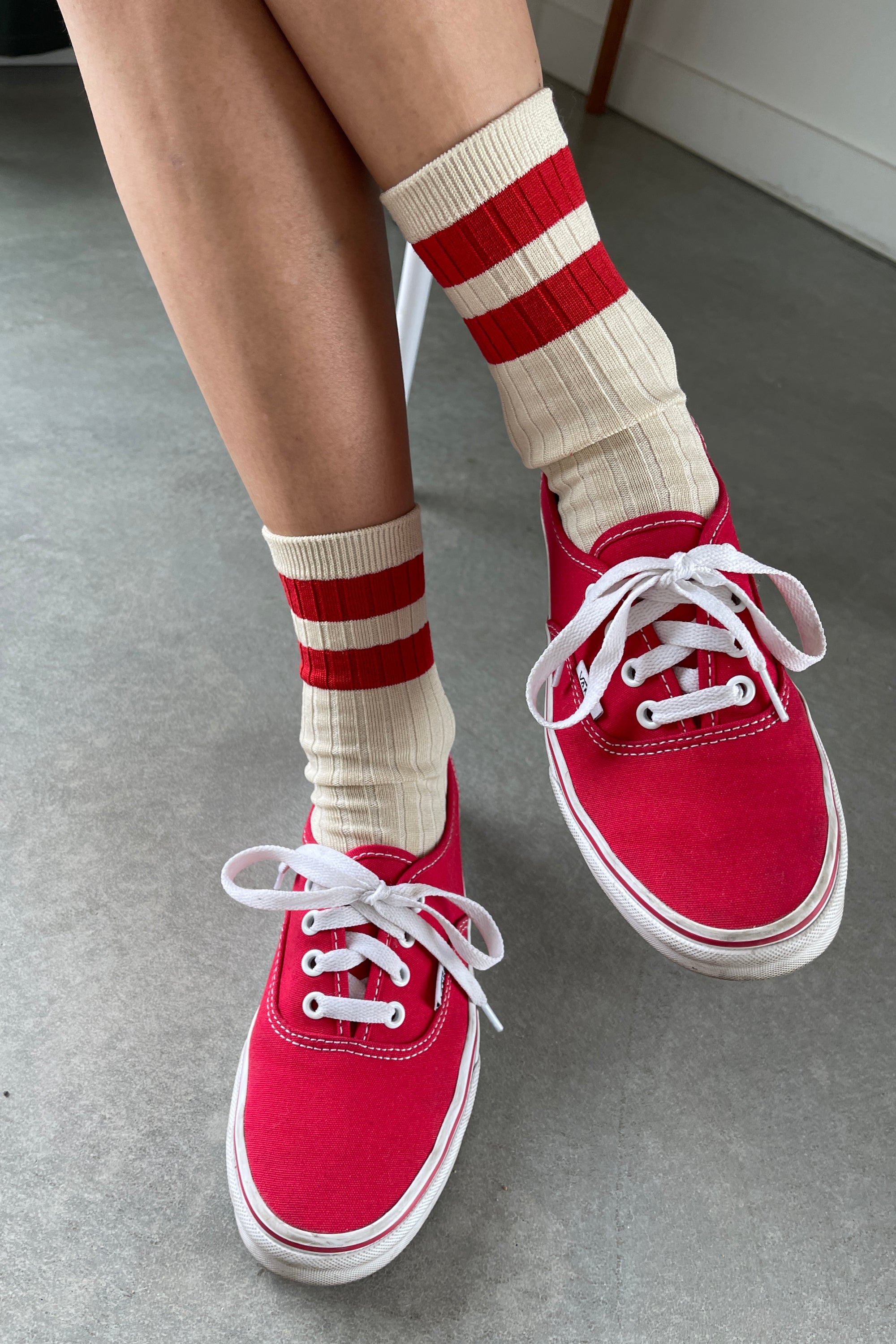 Her Socks - Varsity | Cream Red | by Le Bon Shoppe - Lifestory