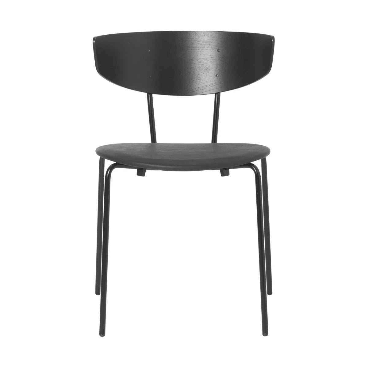 Herman Chair In Black With Leather Seat - Lifestory - ferm LIVING