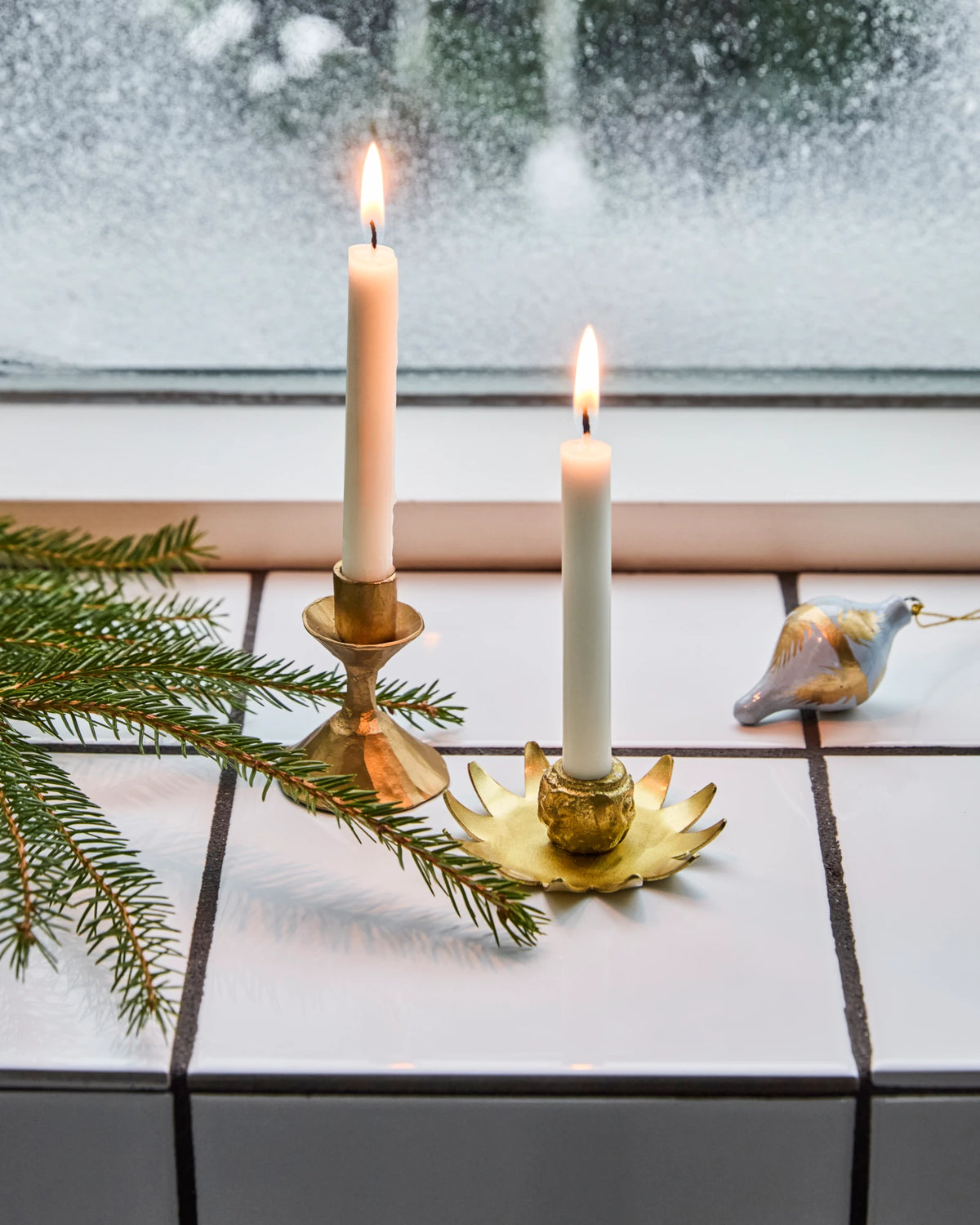 House Doctor Starry Set of 3 Antique Brass Candle Holders
