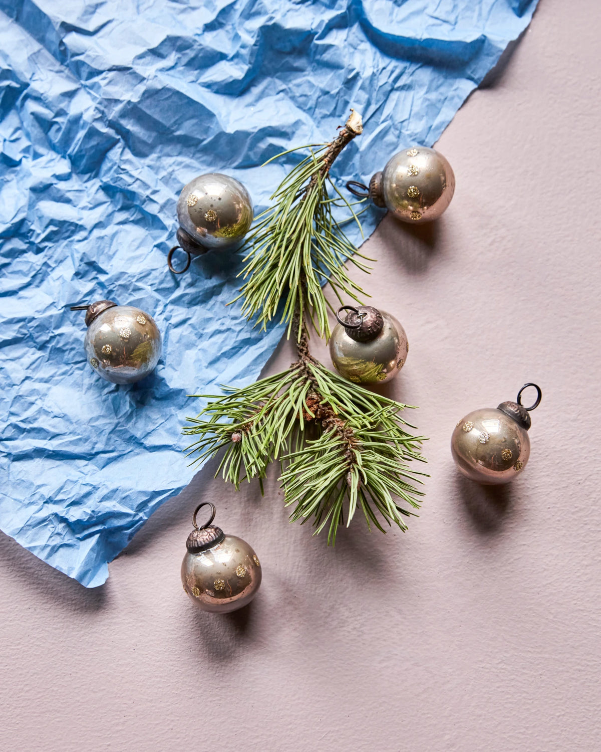 House Doctor Set of 6 Racco Hanging Ornaments in Champagne