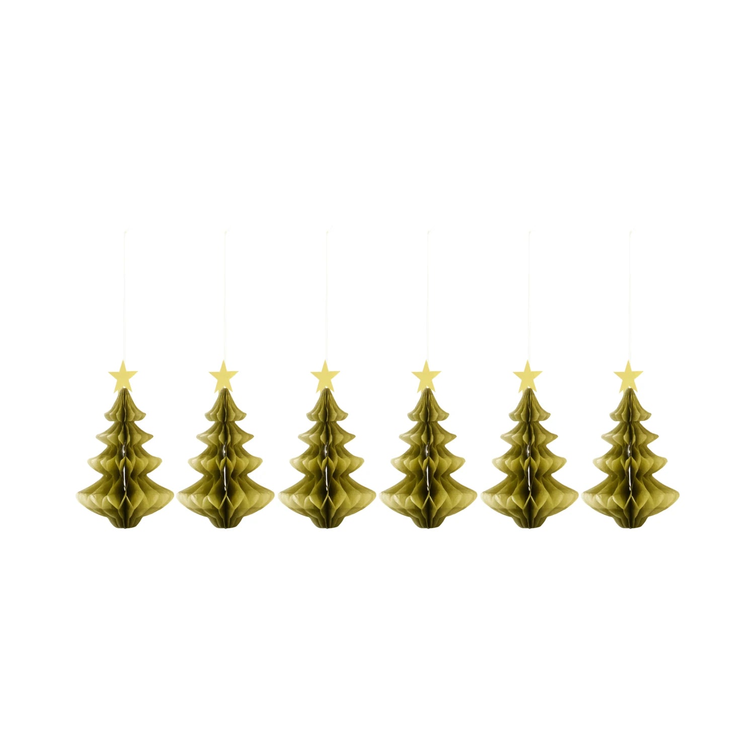 House Doctor Set of 6 Hanging Tree Paper Decorations in Various Colours