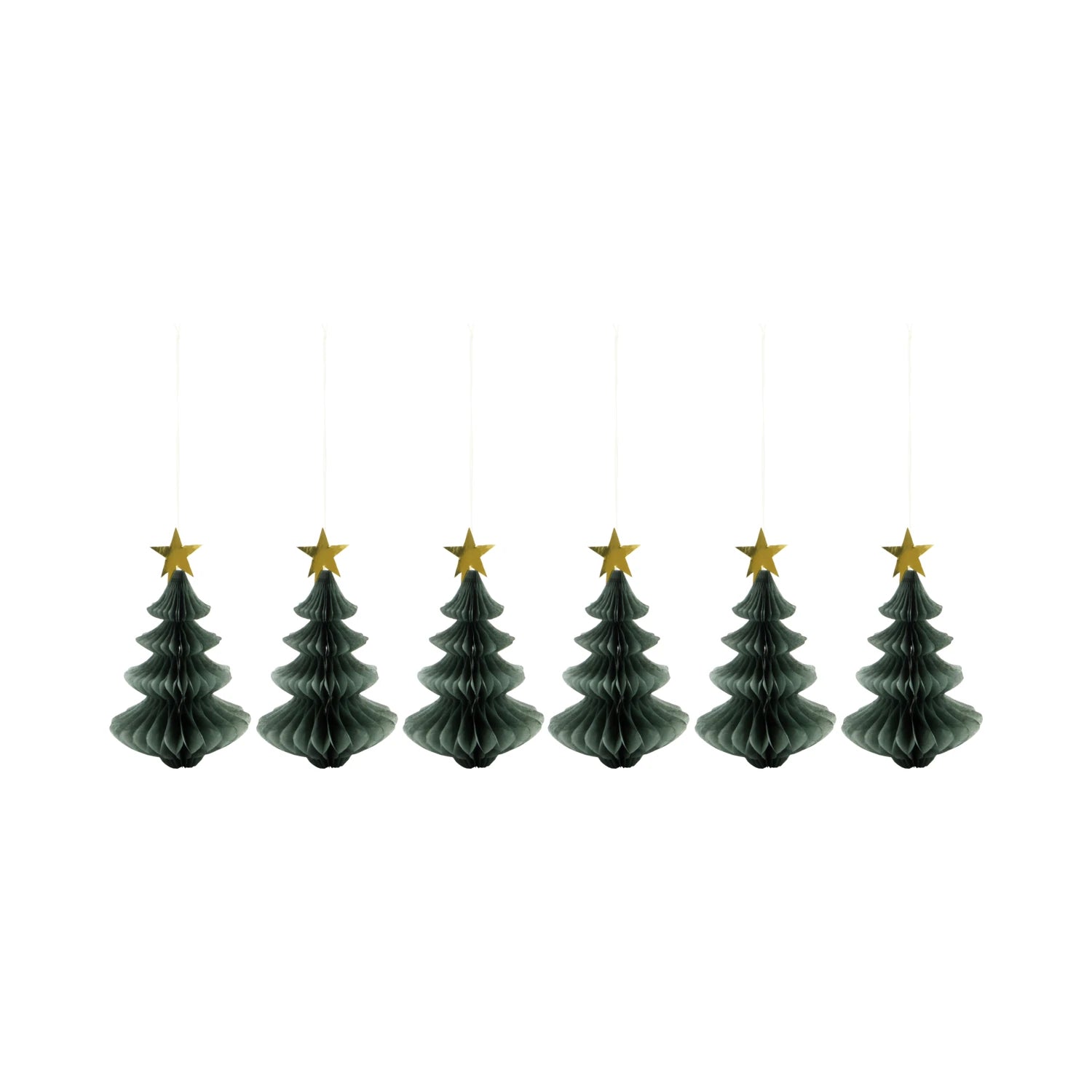 House Doctor Set of 6 Hanging Tree Paper Decorations in Various Colours