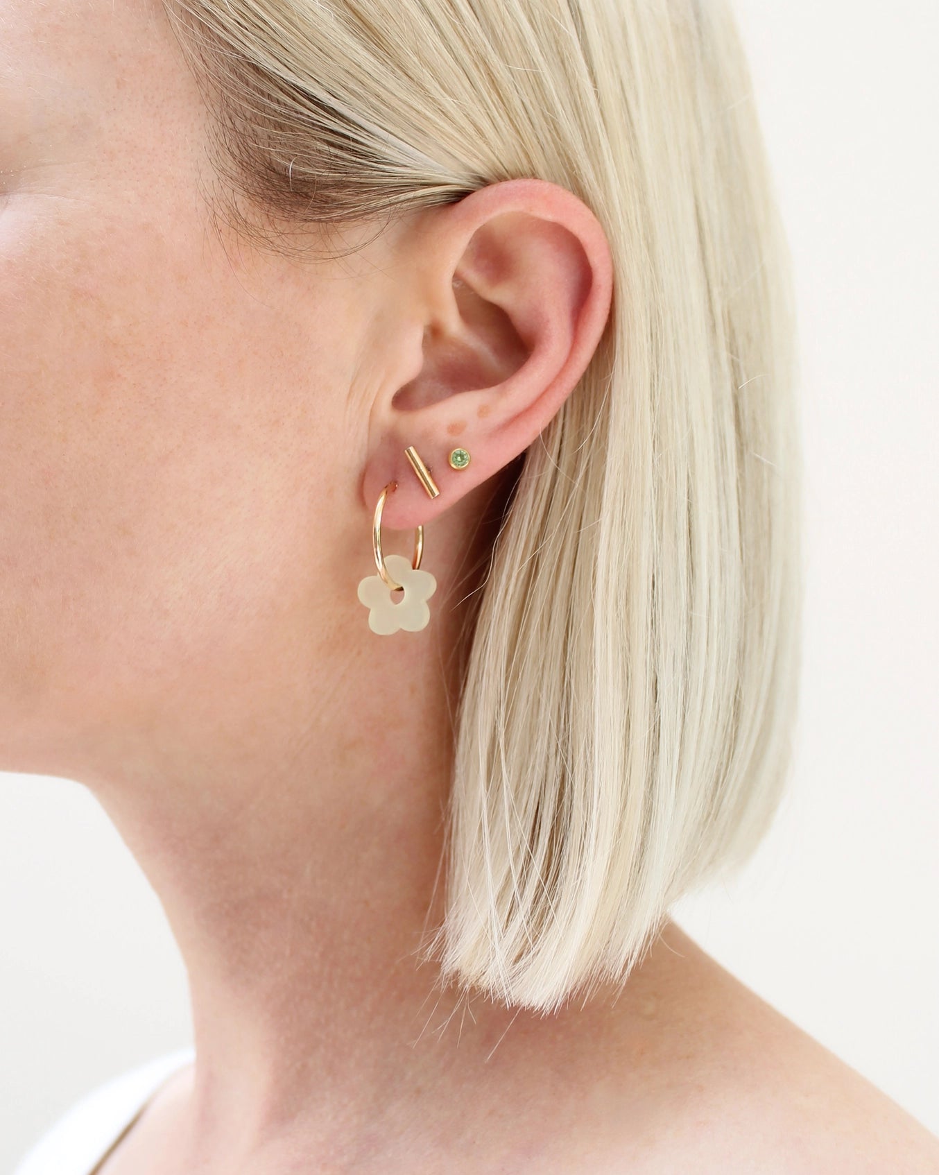 Jules & Clem Colourful Flower Hoop Earrings in Perspex & Gold Plate - Lifestory