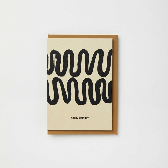 'Happy Birthday' Black & White Squiggle Card | Blank | by Kinshipped - Lifestory