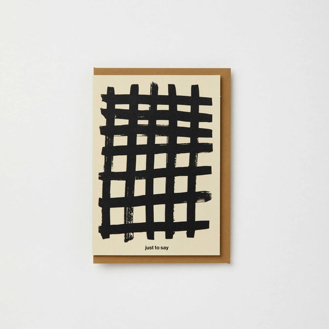 'Just to say' Black & White Grid Card | Blank | by Kinshipped - Lifestory