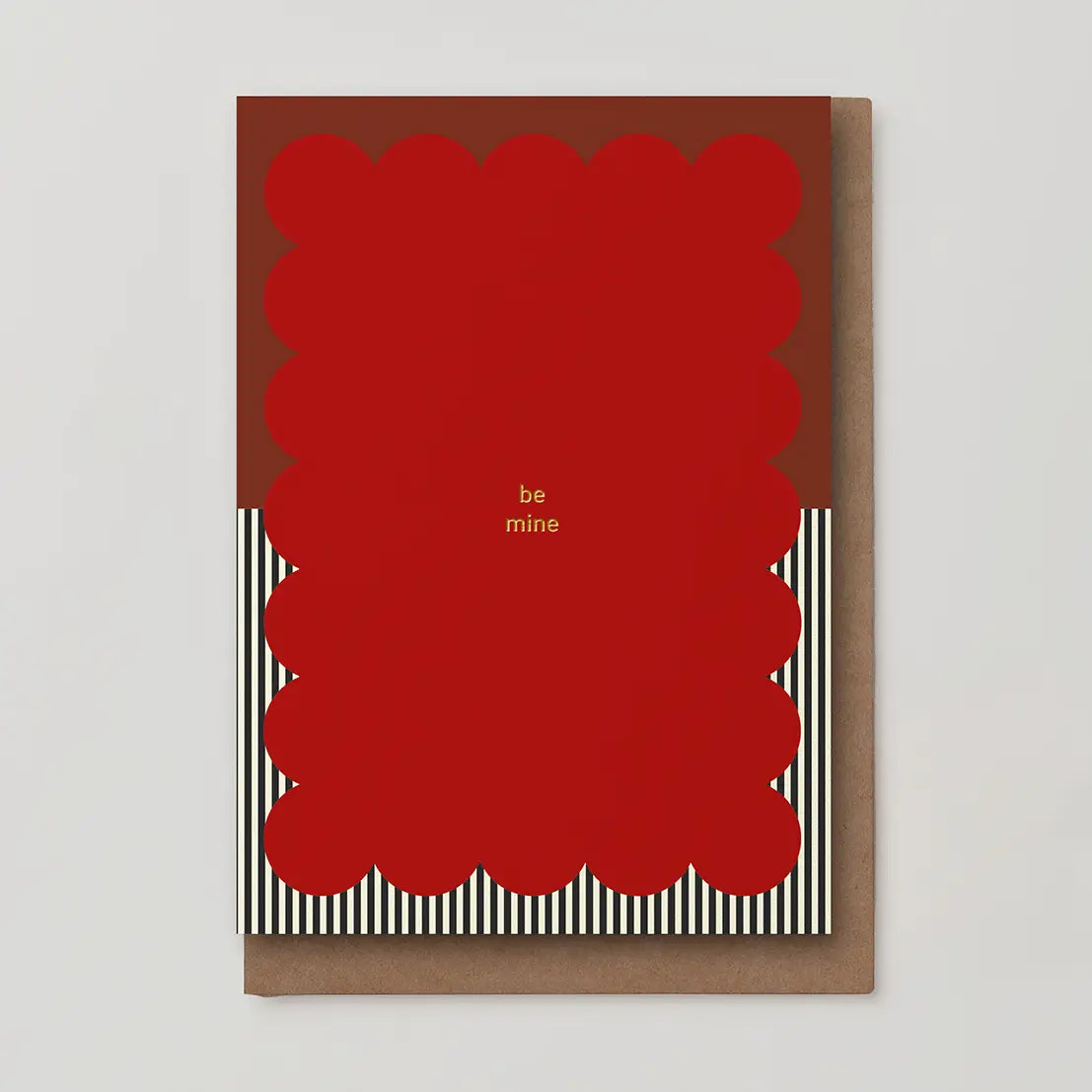 'Be Mine' Red Scallop Card | Blank | by Kinshipped