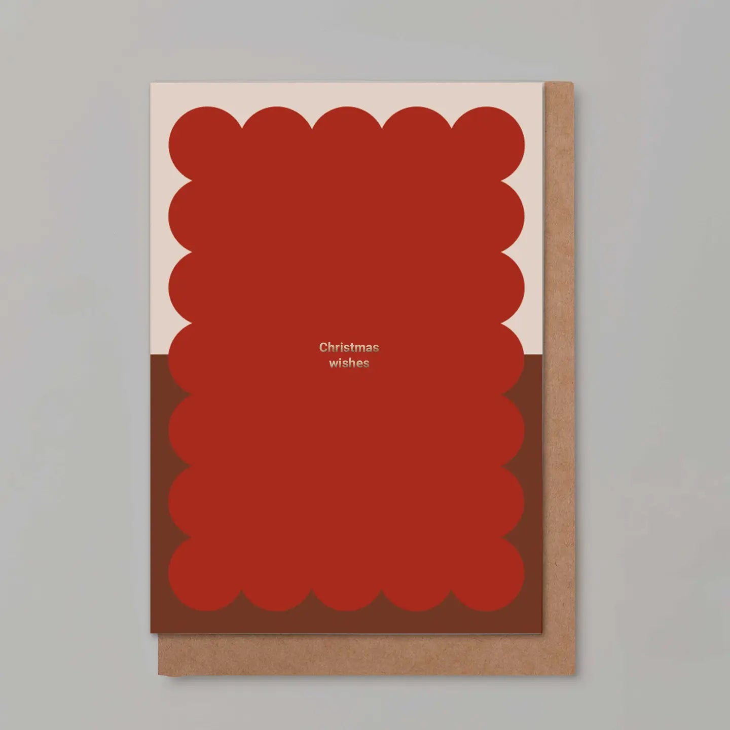 'Christmas Wishes' Red Scallop Card | Blank | by Kinshipped