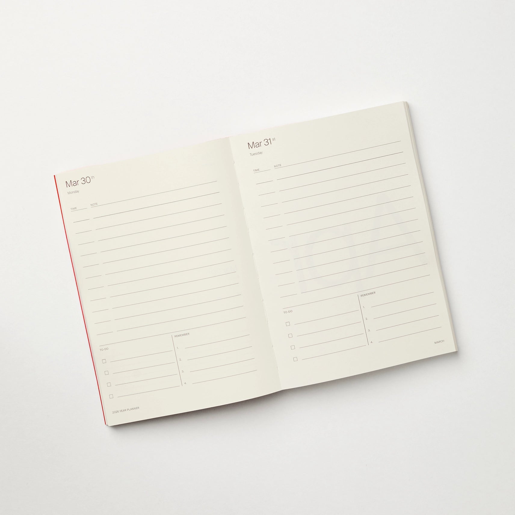 Kinshipped 2026 Dated Lay Flat Planner in Red