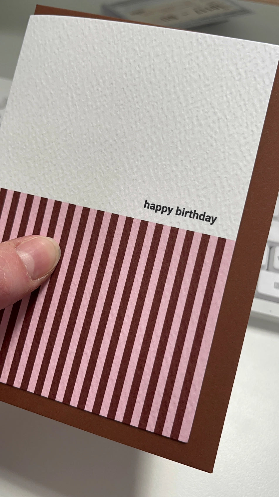 Pink & Brown Stripe Happy Birthday Card | Blank | by Kinshipped - Lifestory