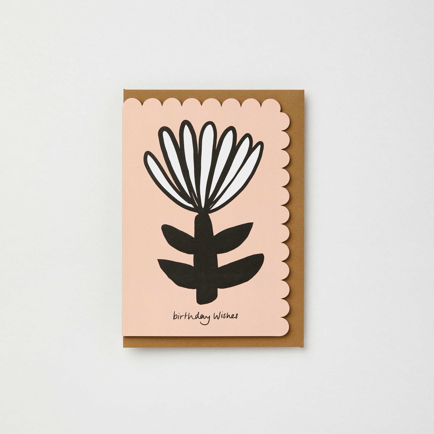 Birthday Wishes - Peach Dahlia Scalloped Card | Blank | by Kinshipped - Lifestory