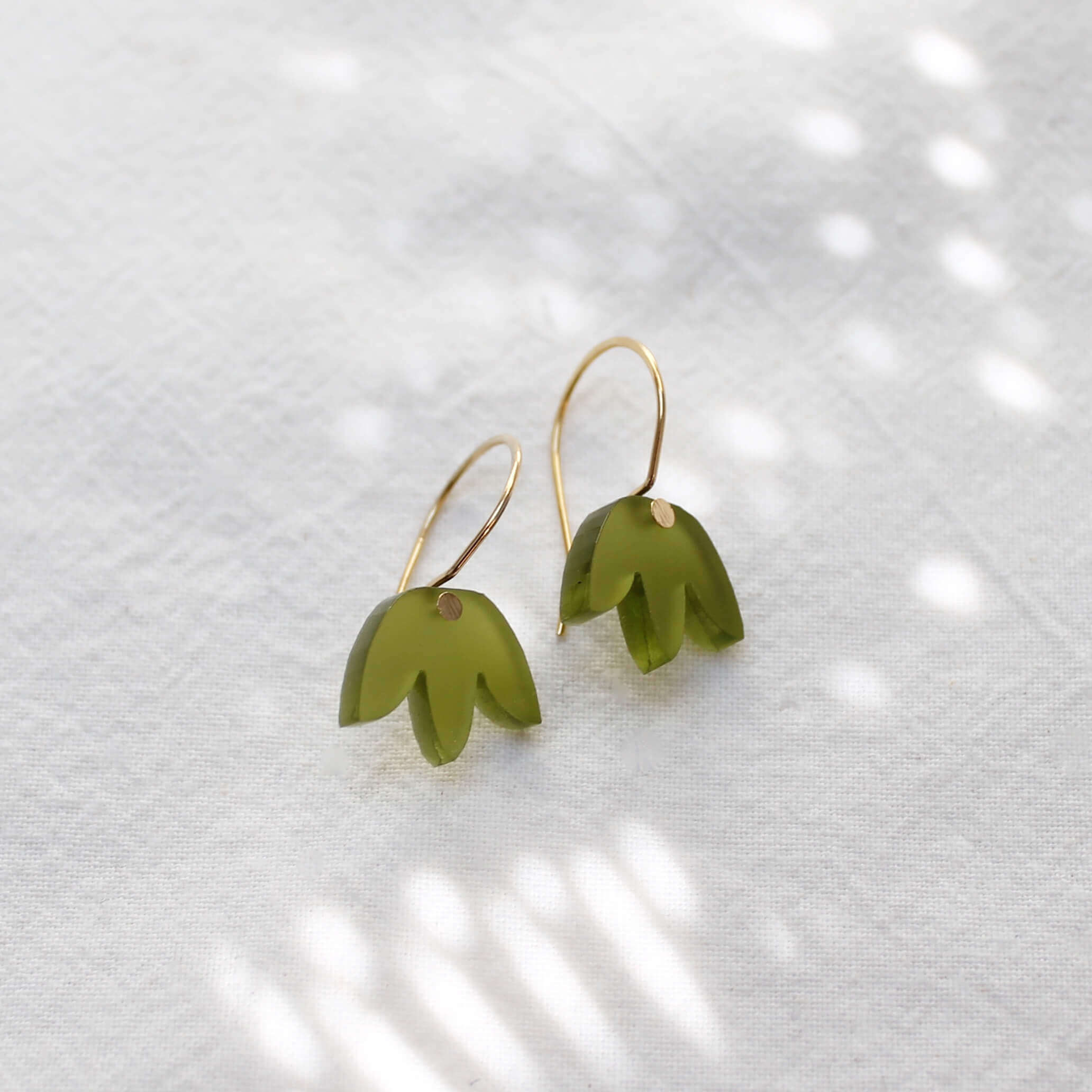 Mini Matisse Earrings | Olive | Perspex | by Jules & Clem - Lifestory