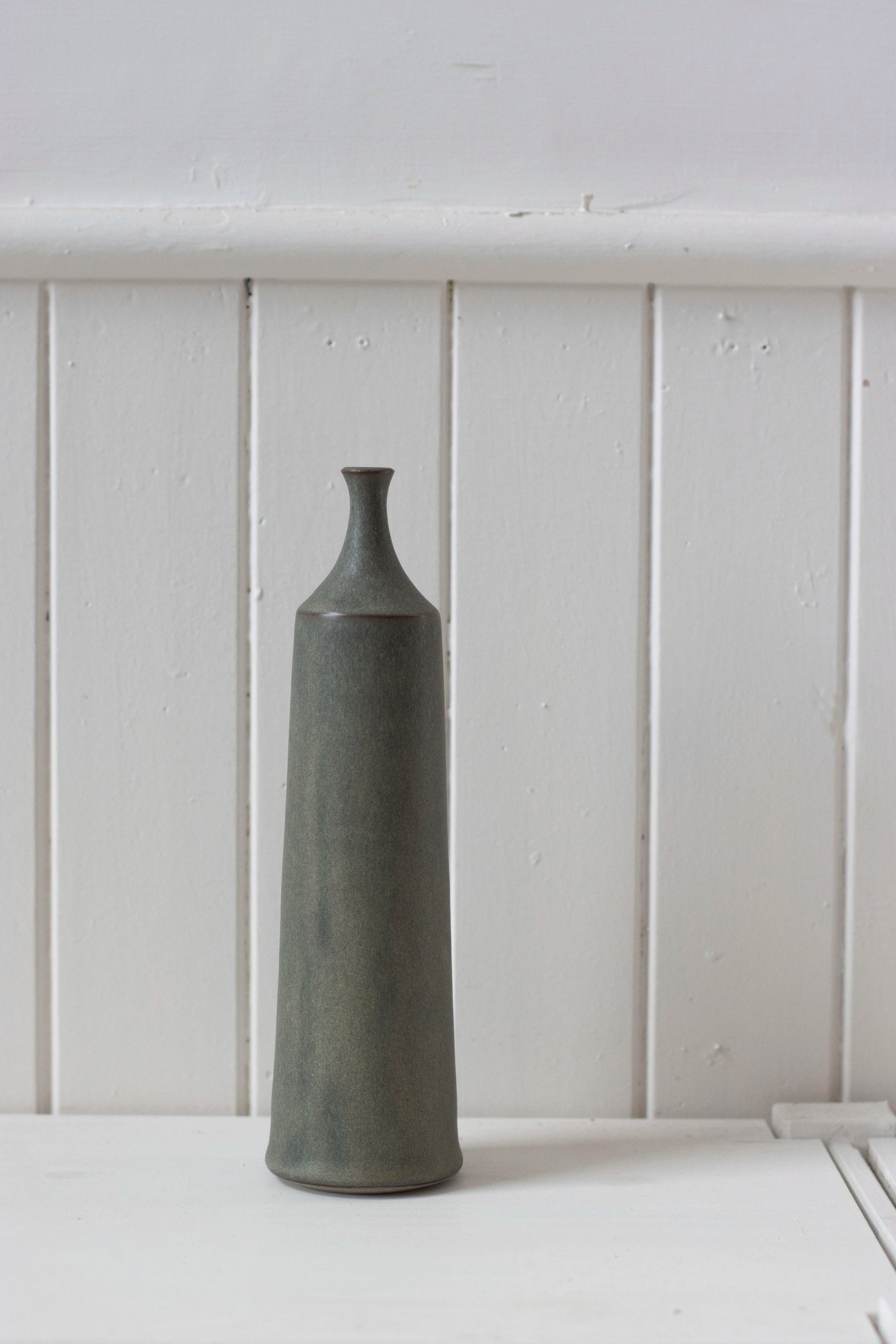 Large Ceramic Bottle No. 1 | Tapered Neck | Moss Green | by Borja Moronta - Lifestory
