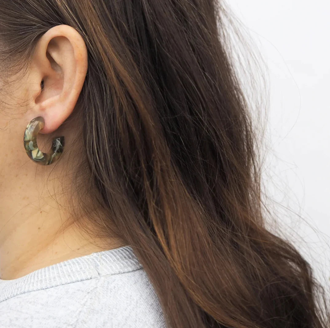 Laurel Round Hoop Earrings | Green | by Custom Made - Lifestory - Custom Made