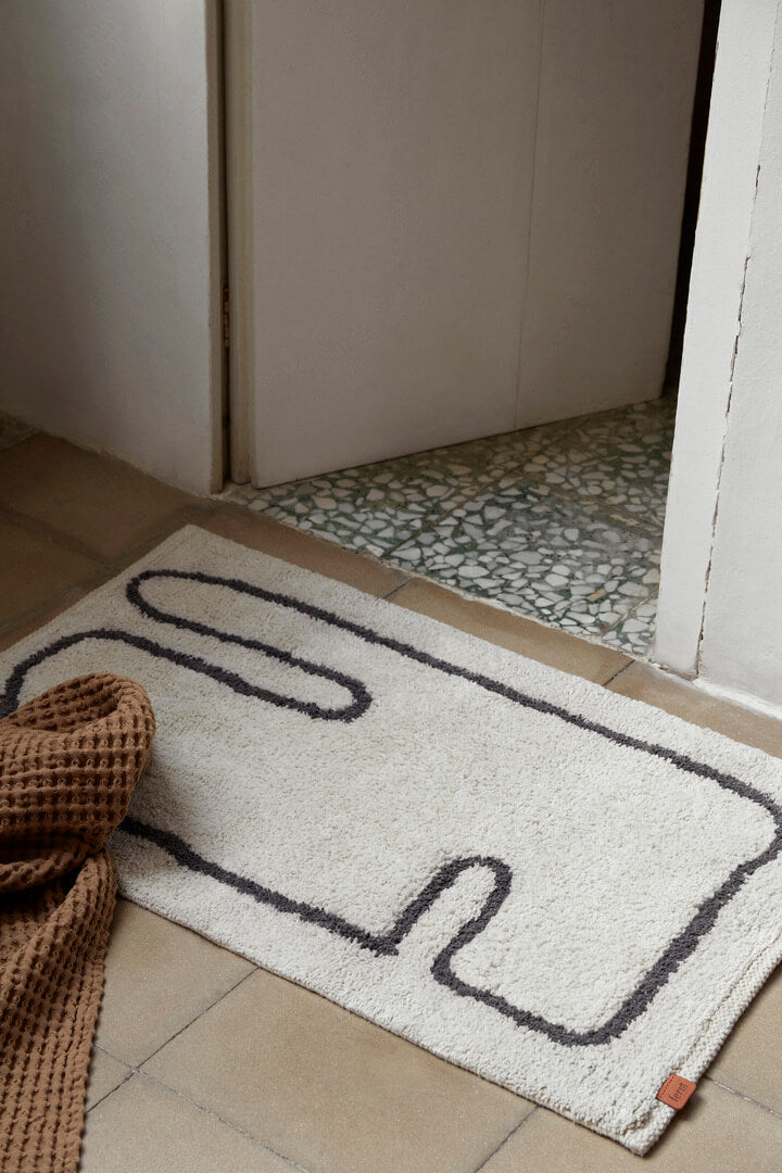 Lay Washable Mat | Off White & Coffee | by ferm Living - Lifestory - ferm LIVING