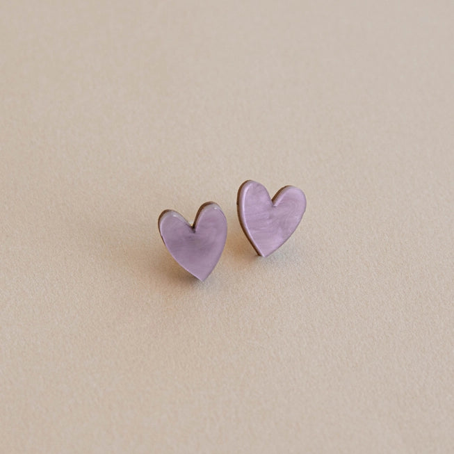 I Heart You Stud Earrings | Various Colours | Acrylic & Wood | by Pepper You - Lifestory