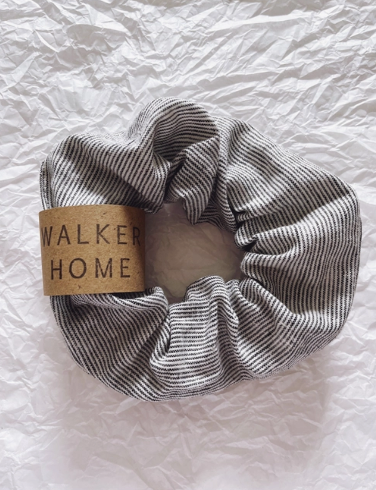 Stripe Scrunchie | Black & White Stripe | Linen | by Walker Home - Lifestory