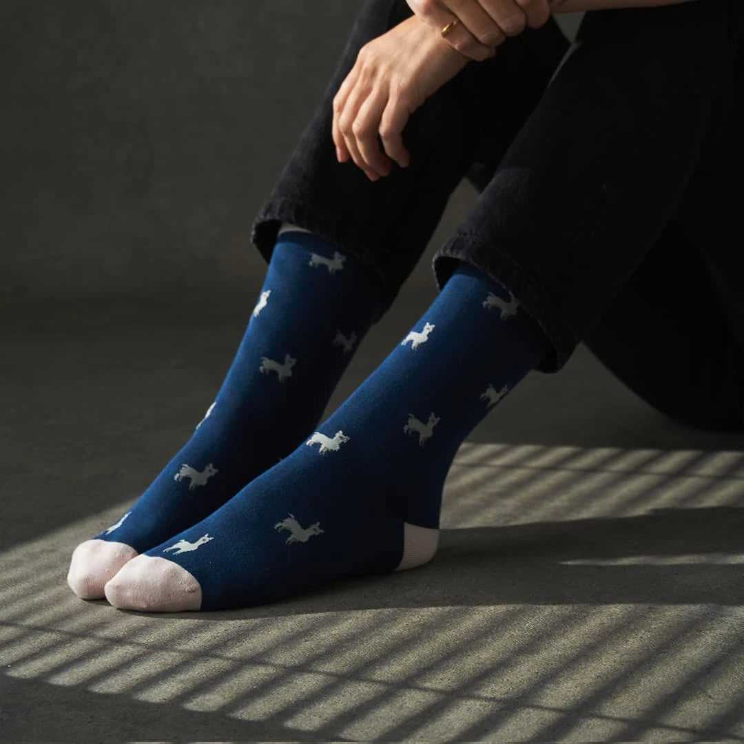 KOSI London The Llama Bamboo Socks (UK 3-8) on a model | Lifestory