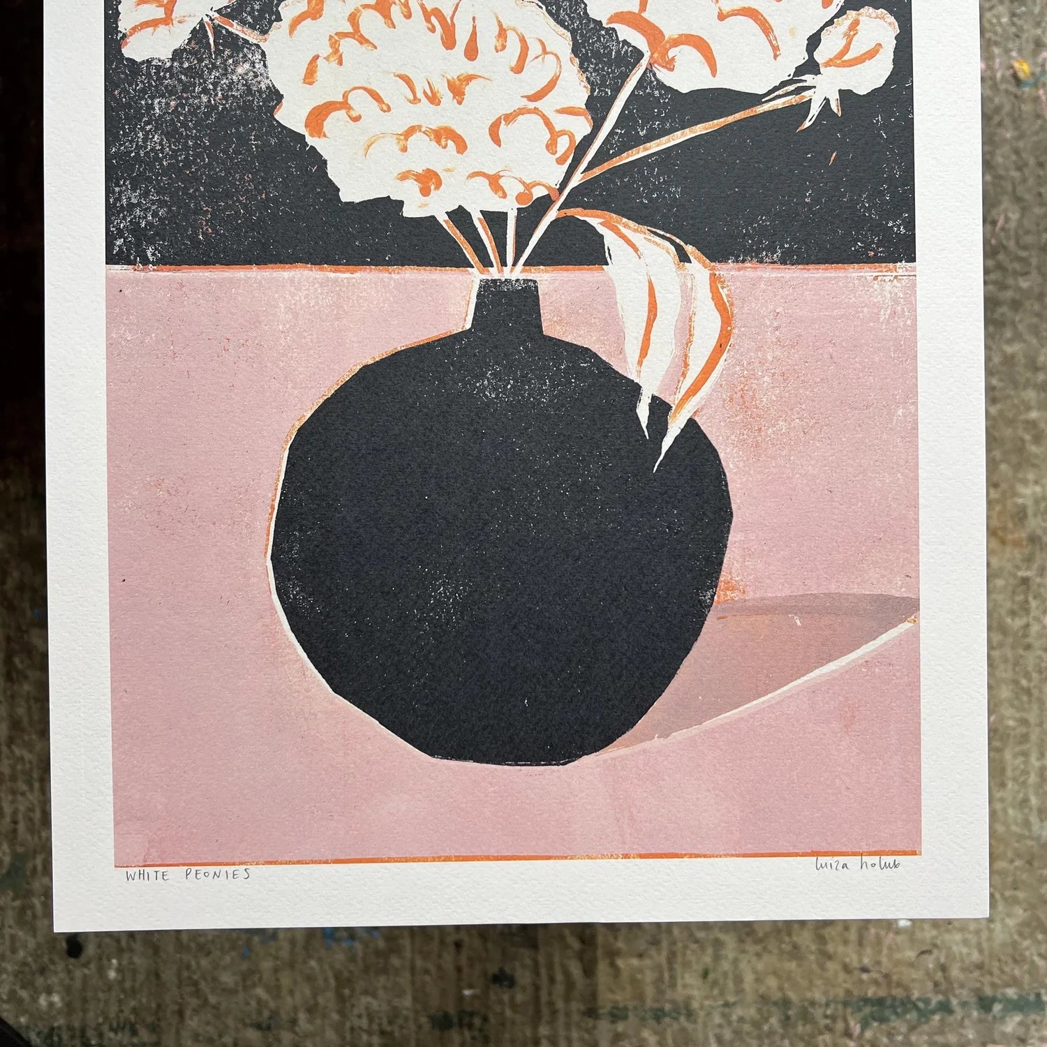 'White Peonies' Unframed A3 Print by Luiza Holub - Lifestory