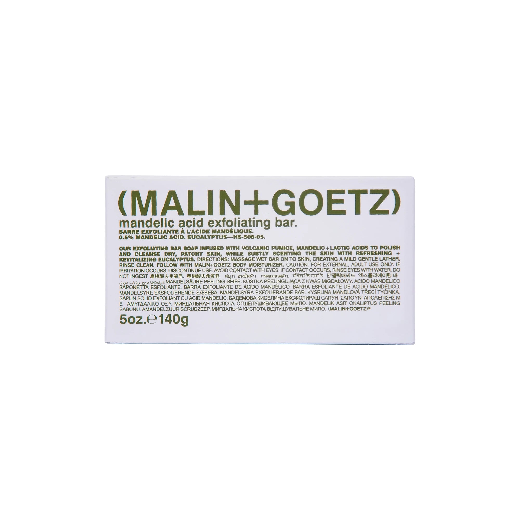 Mandelic Acid Body Exfoliating Bar by Malin+Goetz product packaging on white background